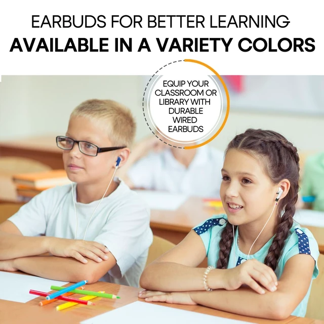 Alt view image 6 of 7 - 200 Packs Classroom Earbuds Bulk Headphones for Kids School Students Children, Wholesale Class Set Durable Earphones, Individually Bagged (200 White)