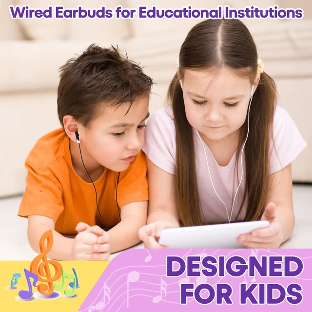 Alt view image 6 of 7 - 200 Packs Classroom Earbuds Bulk Headphones for Kids School Students Children, Wholesale Class Set Durable Earphones, Individually Bagged (200 Black)