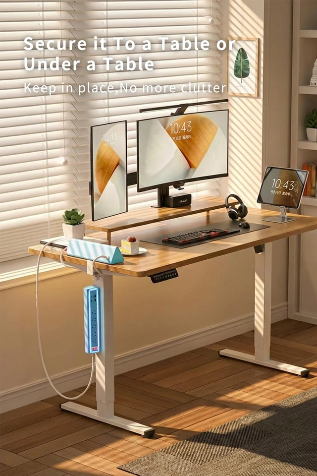 Alt view image 3 of 7 - Desk Clamp Power Strip with Nightlight, 40W Fast Charging, 10FT Extension Cord, 4x20W USB-C & 2 USB Ports, 5 AC Outlets, Fits 1.69-Inch Table Edges