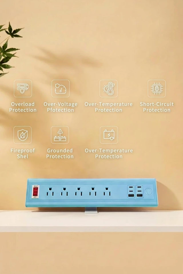 Alt view image 6 of 7 - Desk Clamp Power Strip with Nightlight, 40W Fast Charging, 10FT Extension Cord, 4x20W USB-C & 2 USB Ports, 5 AC Outlets, Fits 1.69-Inch Table Edges