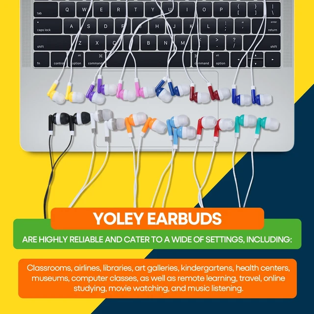 Alt view image 7 of 7 - 200 Packs Classroom Earbuds Bulk Headphones for Kids School Students Children, Wholesale Class Set Durable Earphones, Individually Bagged (200 Black)