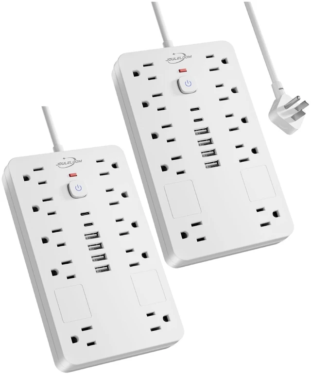 Main image of 6 FT Surge Protector Power Strip Extension Cord with 10 Outlets & 6 USB 2 Pack 6 Feet Extension Cord Power Strip with 10 Outlets&6 USB Ports (2 USB C),1850J Surge Protection ETL