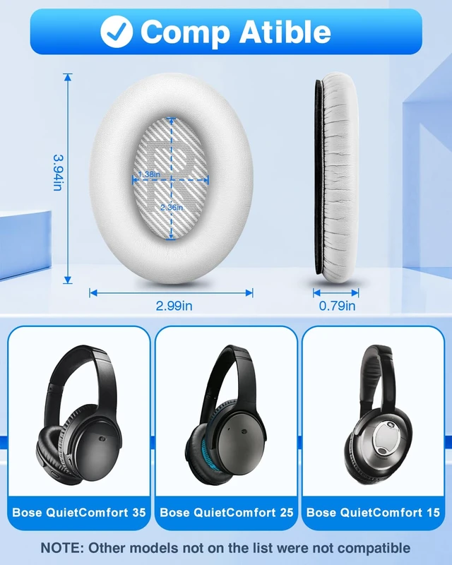 Alt view image 2 of 6 - Earpads for Bose Quiet Comfort QC 35 / QC35 ii / QC25 / QC15 Headphone