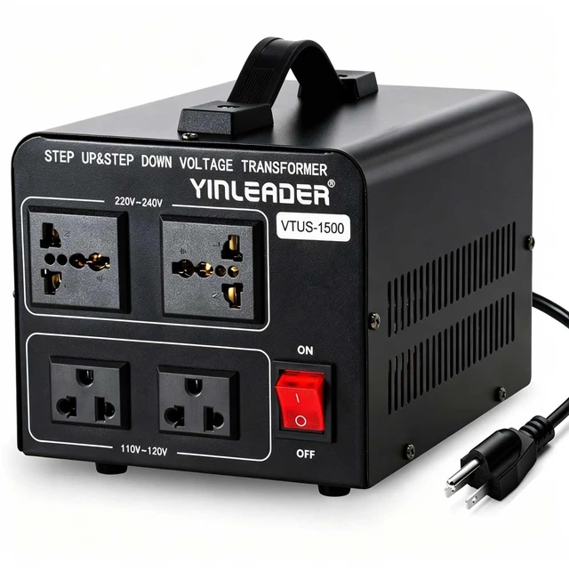 Main image of 1500W 110V to 220V or 220V/230V/240V to 110V/120V Power Converter Step Up/Down Voltage Transformer Converter for Use 220V Overseas Appliances,Circuit Breaker Protection