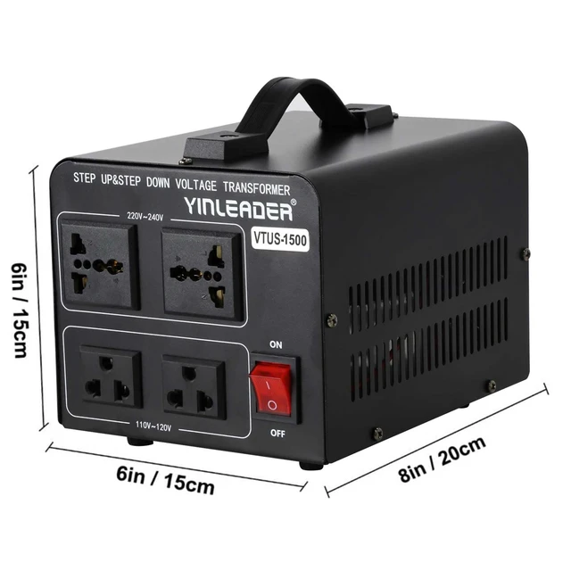 Alt view image 7 of 7 - 1500W 110V to 220V or 220V/230V/240V to 110V/120V Power Converter Step Up/Down Voltage Transformer Converter for Use 220V Overseas Appliances,Circuit Breaker Protection