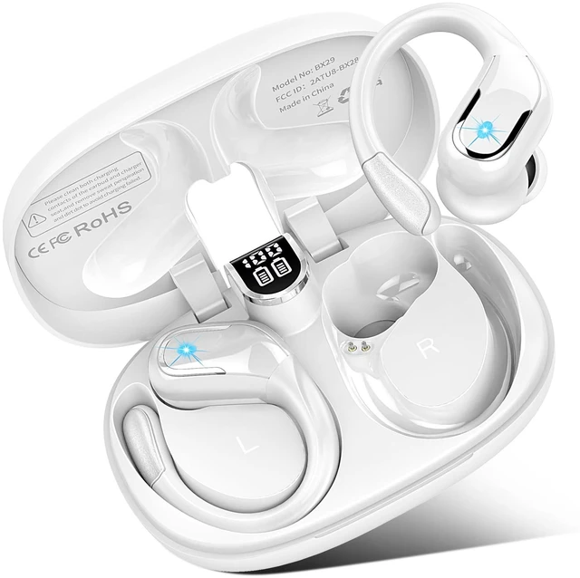 Main image of Wireless Earbuds, 75Hrs Bluetooth 5.3 Headphones Sport,Bluetooth Earbuds ENC Noise Canceling Mic, Bass Stereo Wireless Earphones IP7 Waterproof Over Ear Buds with Earhooks for iOS/Android, White