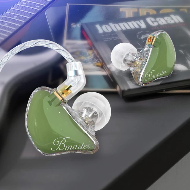 Alt view image 3 of 7 - Bmaster in Ear Monitor Headphones for Musicians, Hybrid Triple Drivers Dynamic Earbuds, Sound Isolating Earphones with 2 Detachable MMCX Cables (Olive)