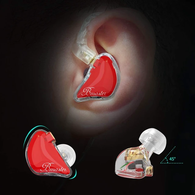 Alt view image 2 of 7 - Bmaster in Ear Monitor Musician Headphones Triple Drivers Dynamic Earbuds Sound Isolating Earphones with Two Detachable Audio & Mic Cables (Red)