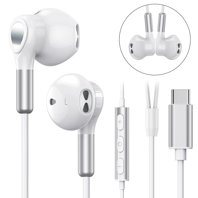 Alt view image 2 of 7 - USB C Headphones for Samsung Galaxy S26 S25 S24 S23 S22 S21 S20 A56 A17 A16 Wired USB C Earbuds with Mic Volume Control Earphones USB Type C Headphones for iPhone 17 16 15 Pro Max Plus iPad 10 Pixel