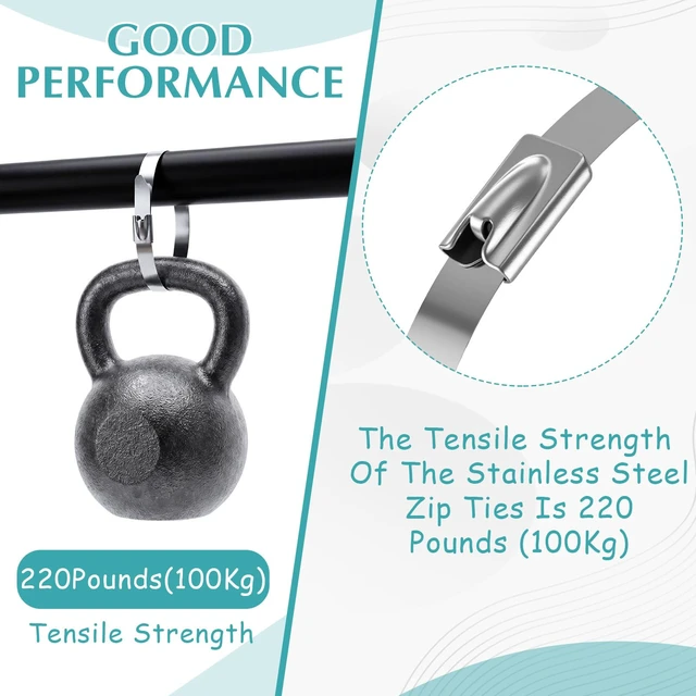 Alt view image 6 of 7 - 500 Pcs Stainless Steel Zip Ties 304 Metal Cable,0.31 X 11.8 Inch Self Locking 220 Lb Strength, For Exhaust Wrap Fence Workshop Outdoor, Corrosion Resistant Heavy Duty Cable Straps
