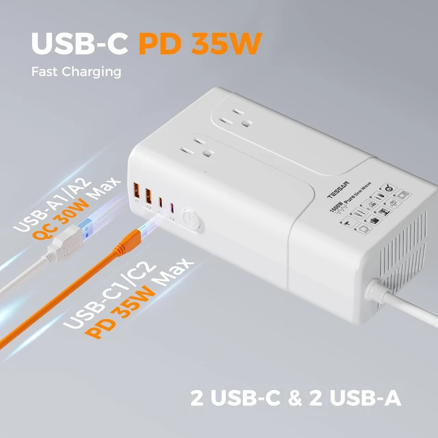 Alt view image 3 of 7 - 1600W 220V to 110V Voltage Converter US to Europe