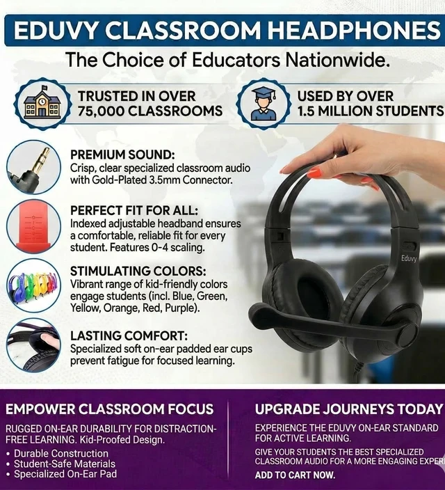 Alt view image 2 of 7 - Bulk Headphones for Classroom with Microphone, Heavy-Duty School Pack Wired Headphones for Students with Rotating Boom Mic. Teacher Must Haves from Elementary to College (24 Pack Black)