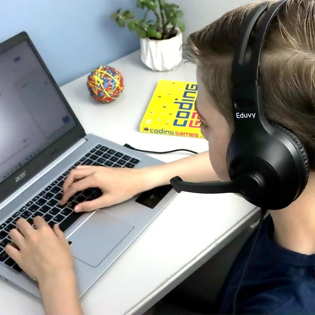 Alt view image 5 of 7 - Bulk Headphones for Classroom with Microphone, Heavy-Duty School Pack Wired Headphones for Students with Rotating Boom Mic. Teacher Must Haves from Elementary to College (24 Pack Black)