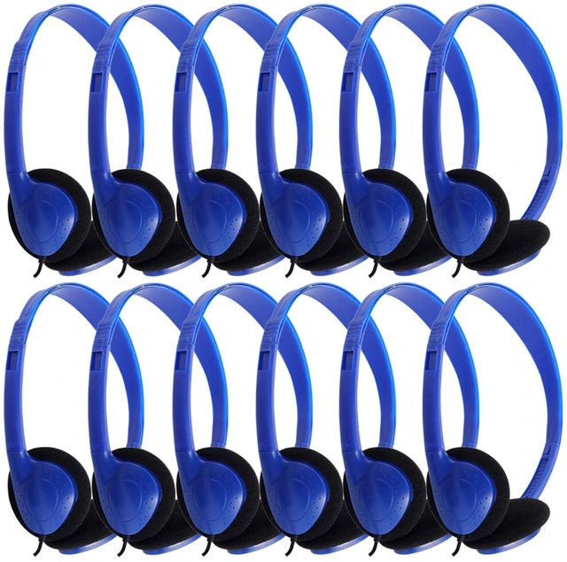 Main image of Kids Headphones Bulk 12 Pack for School Classroom Student Children Toddler Boys Girls Teen and Adults, Wholesale Wired Computer Earphones Class Set for Library Museums Airplane (HY857,12 Blue)