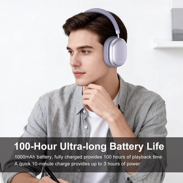 Alt view image 5 of 7 - NiceComfort 95 Adaptive Noise Cancelling Headphones Wireless Bluetooth with Spatial Audio,Transparency,ENC,HD Sound,Low Latency for Gaming,Slim Headphones Lightweight