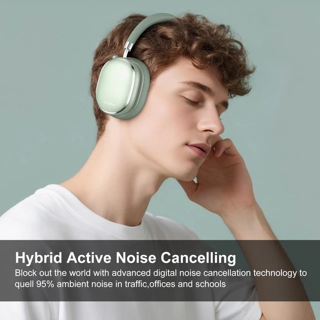 Alt view image 5 of 7 - NiceComfort 95 Hybrid Noise Cancelling Headphones Wireless Bluetooth with Transparency,ENC,HD Sound,Slim Headphones Lightweight