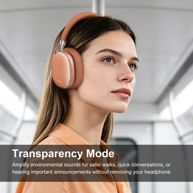 Alt view image 5 of 7 - NiceComfort 95 Adaptive Noise Cancelling Headphones Wireless Bluetooth with Spatial Audio,Transparency,ENC,HD Sound,Low Latency for Gaming,Slim Headphones Lightweight