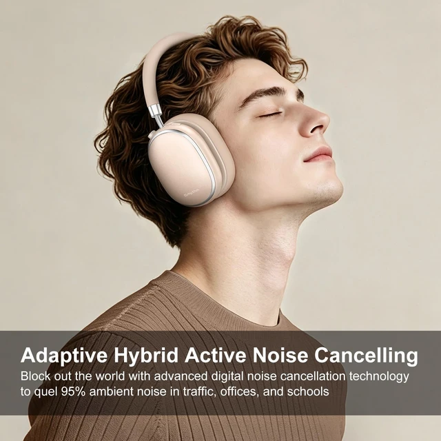 Alt view image 3 of 7 - NiceComfort 95 Adaptive Noise Cancelling Headphones Wireless Bluetooth with Spatial Audio,Transparency,ENC,HD Sound,Low Latency for Gaming,Slim Headphones Lightweight