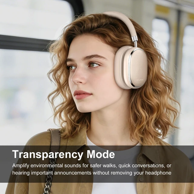 Alt view image 4 of 7 - NiceComfort 95 Adaptive Noise Cancelling Headphones Wireless Bluetooth with Spatial Audio,Transparency,ENC,HD Sound,Low Latency for Gaming,Slim Headphones Lightweight