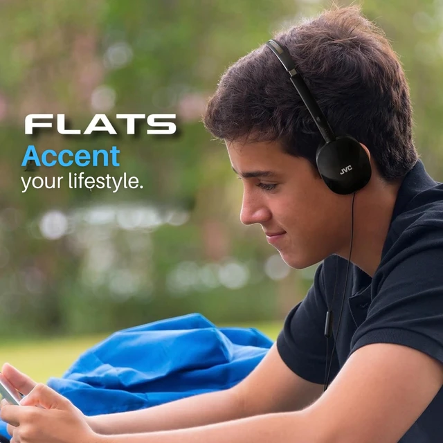 Alt view image 3 of 6 - Flats Foldable Colorful Flats On Ear Headphones with Remote and Microphone, 3.94 Foot Gold Plated 3.5mm Slim Plug - HAS160MA, Adjustable - Black