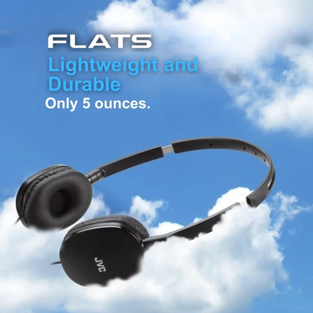Alt view image 6 of 6 - Flats Foldable Colorful Flats On Ear Headphones with Remote and Microphone, 3.94 Foot Gold Plated 3.5mm Slim Plug - HAS160MA, Adjustable - Black