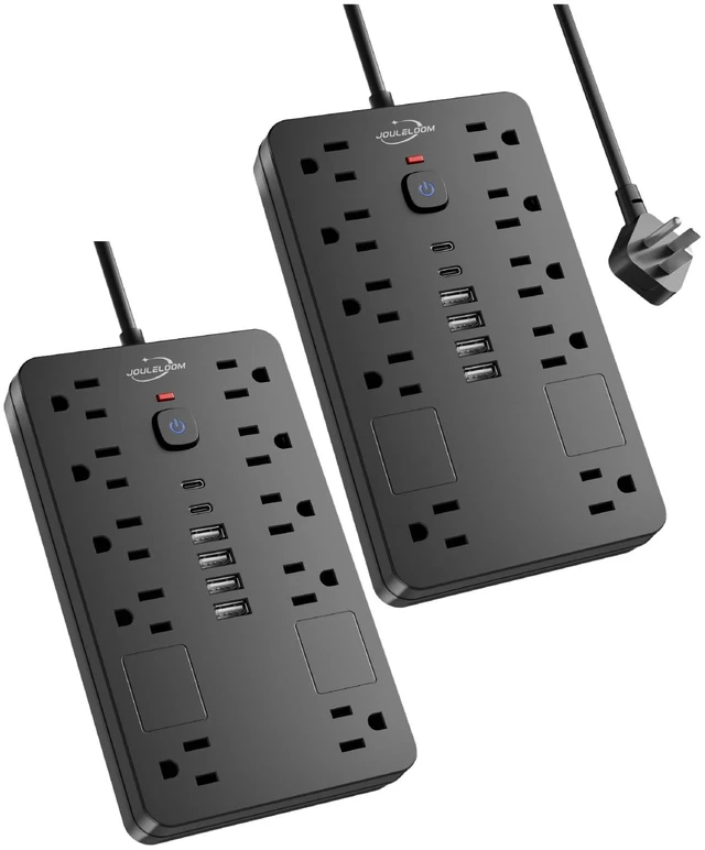 Main image of 6 FT Surge Protector Power Strip Extension Cord with 10 Outlets & 6 USB 2 Pack 6 Feet Extension Cord wall Mount Power Strip with 10 AC&6 USB Ports (2 USB C),1850J Surge Protection ETL
