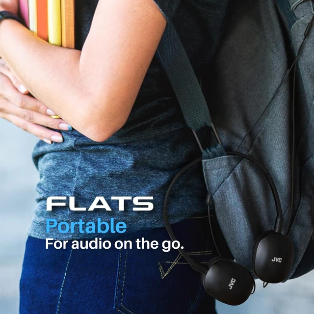 Alt view image 5 of 6 - Flats Foldable Colorful Flats On Ear Headphones with Remote and Microphone, 3.94 Foot Gold Plated 3.5mm Slim Plug - HAS160MA, Adjustable - Black