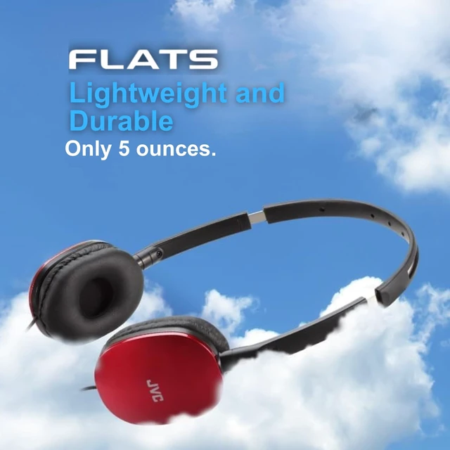 Alt view image 6 of 6 - Flats Foldable Colorful Flats On Ear Headphones with Remote and Microphone, 3.94 Foot Gold Plated 3.5mm Slim Plug - HAS160MA, Adjustable - Red