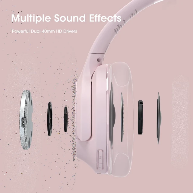 Alt view image 5 of 7 - Wireless Headphones Over Ear, 80H Playtime, HiFi Stereo, 3EQ Mode Soft Memory Foam Earpads, Foldable Bluetooth Headphones, Bluetooth 5.4, ENC Mic, Multipoint Pairing for Home, Office & Travel