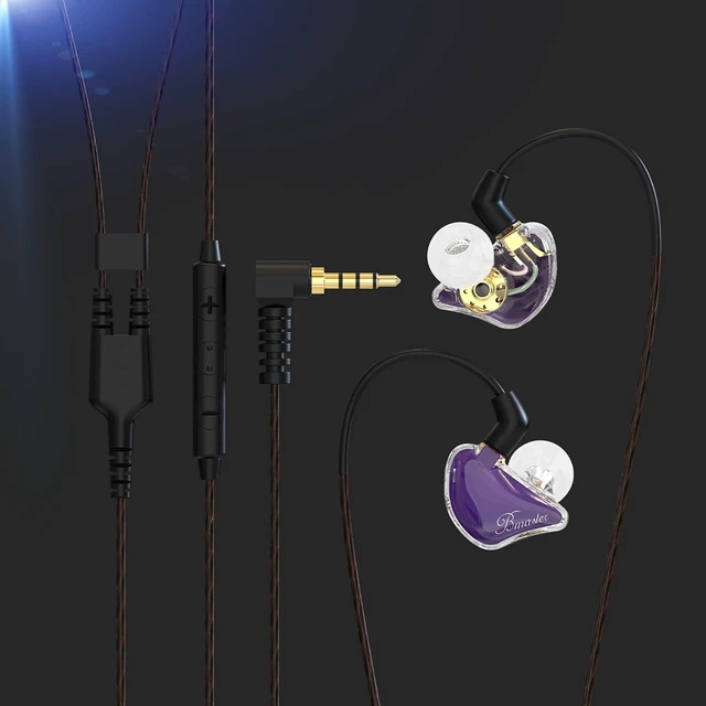 Alt view image 3 of 6 - Bmaster Triple Drivers in Ear Monitor Headphone with Two Detachable Cables Fit in Ear Suitable for Audio Engineer, Musician (Purple)