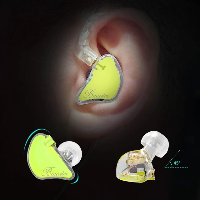 Alt view image 2 of 7 - Bmaster Noise Isolating in Ear Monitor Earphones, 1BA+2DD Hybrid Balanced Armature Driver IEM Headphones with Two Detachable MMCX Cables (Yellow)