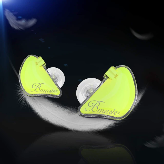 Alt view image 4 of 7 - Bmaster Noise Isolating in Ear Monitor Earphones, 1BA+2DD Hybrid Balanced Armature Driver IEM Headphones with Two Detachable MMCX Cables (Yellow)
