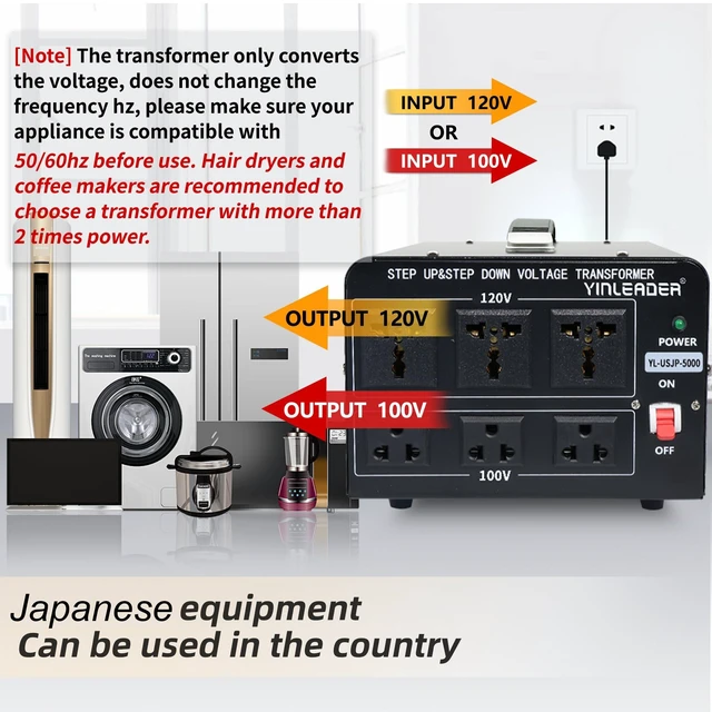 Alt view image 7 of 7 - 120V to 100V US to Japan Voltage Converter Step Down/Up Transformer Power Converter for Japanese Industrial or High-Power Use in US(5000W)
