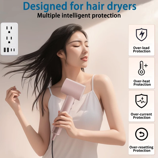 Alt view image 2 of 6 - 2000W 220V to 110V Voltage Converter US to Europe for Hair Dryers(White) International Universal Travel Adapter with Type C A G I, Converter for European Travel with 2 USB Port 2 USB