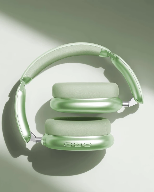Alt view image 3 of 7 - Y02 Active Noise Cancelling Wireless Headphones, Green Over-Ear, Bluetooth, 60H Playtime,Crystal Clear Calls, Hi-Res Audio, Big Bass, Foldable Lightweight for Travel Home Office