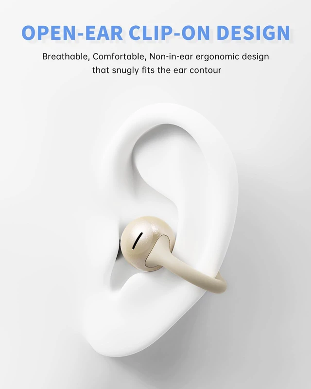 Alt view image 2 of 7 - Open Ear Earbuds, Clip On Headphones Wireless Earbuds for Running Workout Secure Fit, Rich Bass, Hi-Res Audio, Clear Calls, Bluetooth 6.0, Multipoint Connection, IPX5 Waterproof, 40H Playtime