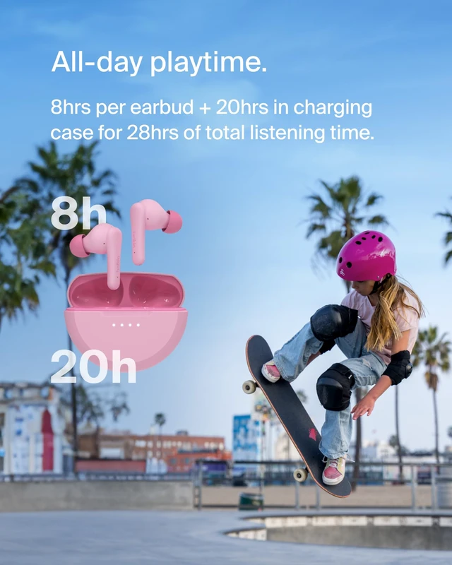Alt view image 2 of 7 - SoundForm Nano 2 Kids True Wireless Earbuds In-ear Bluetooth earbuds for kids ages 7+, 85dB volume limiter, IPX5, ENC, touch controls, school, travel