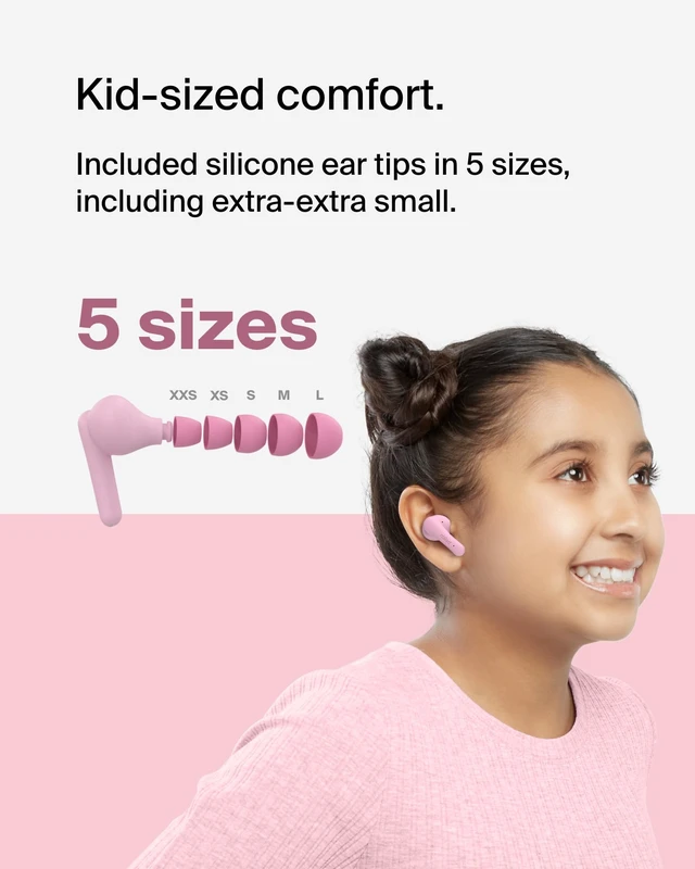Alt view image 4 of 7 - SoundForm Nano 2 Kids True Wireless Earbuds In-ear Bluetooth earbuds for kids ages 7+, 85dB volume limiter, IPX5, ENC, touch controls, school, travel