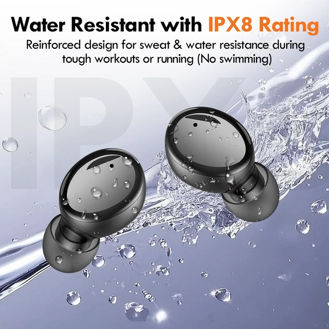 Alt view image 6 of 7 - Wireless Earbuds, Bluetooth Ear Buds with Mics Clear Call Touch Control IPX5 Waterproof in Ear Headphones with Bass Sound for iPhone Android,Workout-Glossy Black