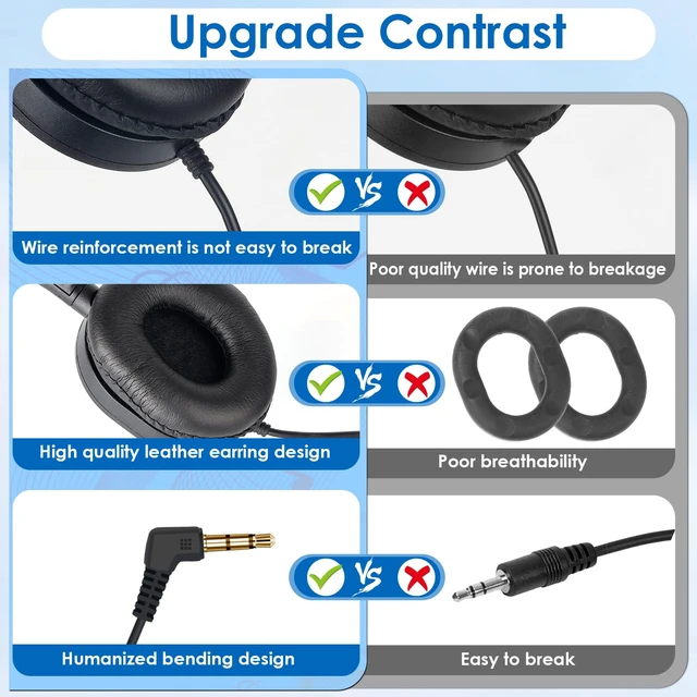 Alt view image 6 of 7 - Bulk Classroom Headphones 100 Pack for Kids and Students School Kids Children Teen 3.5mm Jack Black