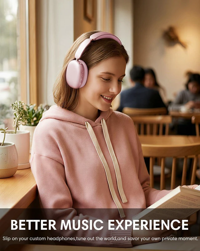 Alt view image 7 of 7 - Y02 Active Noise Cancelling Wireless Headphones, Pink Over-Ear, Bluetooth, 60H Playtime,Crystal Clear Calls, Hi-Res Audio, Big Bass, Foldable Lightweight for Travel Home Office