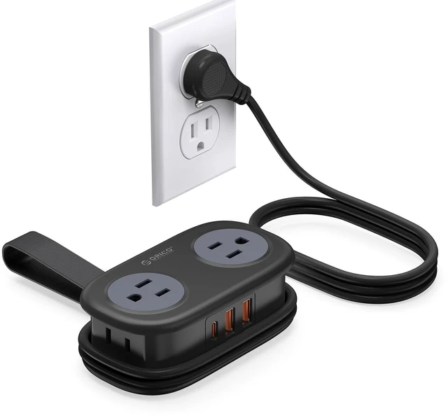Main image of Travel Power Strip PD20W with 4 AC Outlets 3 USB Ports (1 USB-C) 4FT Flat Plug Extension Cord, Compact Portable Design for Business Travel, Cruise Ship Essentials-AP3