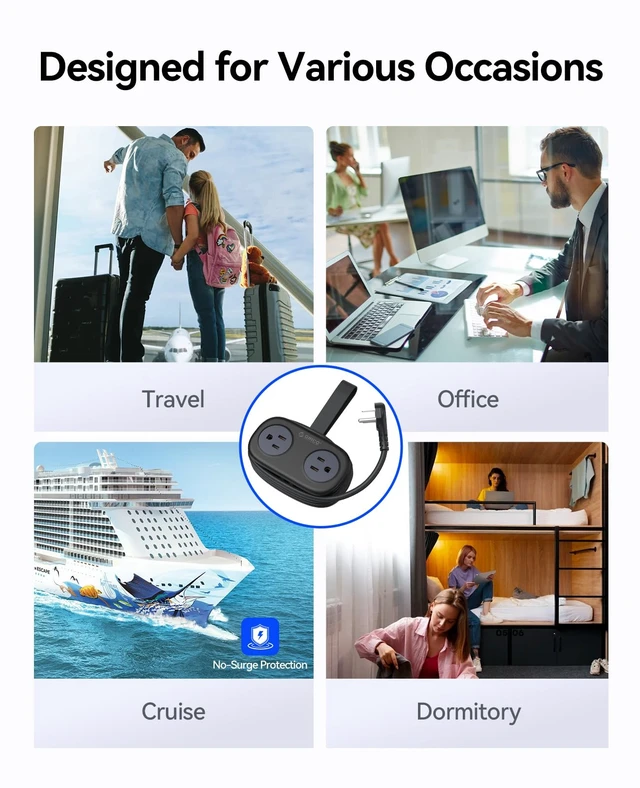 Alt view image 6 of 7 - Travel Power Strip PD20W with 4 AC Outlets 3 USB Ports (1 USB-C) 4FT Flat Plug Extension Cord, Compact Portable Design for Business Travel, Cruise Ship Essentials-AP3