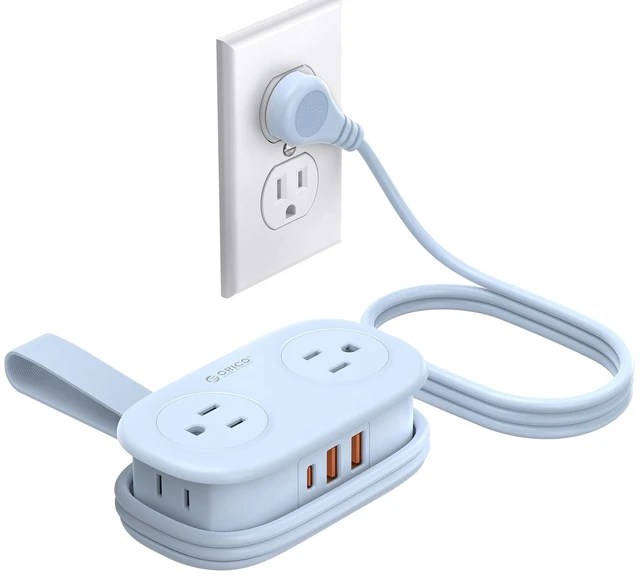 Main image of Travel Power Strip PD20W with 4 AC Outlets 3 USB Ports (1 USB-C) 4FT Flat Plug Extension Cord, Compact Portable Design for Business Travel, Cruise Ship Essentials-AP3