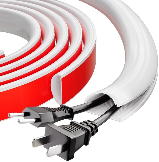 Main image of 118" Silicone Cord Hider for Wall Mount TV,Large Self-Adhesive Cable Hider for 2-3 Cords,Cable Management Under Desk,Cord Organizer,Cable Raceway Home & Office Trim,Cord Concealer Channel,White