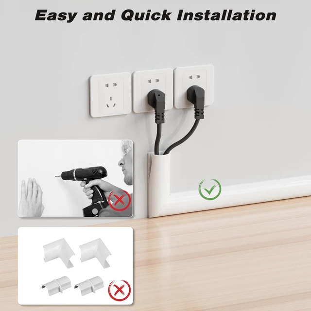 Alt view image 6 of 7 - 118" Silicone Cord Hider for Wall Mount TV,Large Self-Adhesive Cable Hider for 2-3 Cords,Cable Management Under Desk,Cord Organizer,Cable Raceway Home & Office Trim,Cord Concealer Channel,White