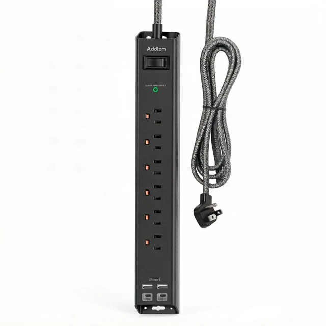 Main image of Surge Protector Power Strip - 2ft Extension Cord with 6 AC Outlets 4 USB Flat Plug Power Strip with 2 USB-C, 1875W/15A, 900J Surge Protection, Outlet Extender for Home Office Dorm Room Essentials