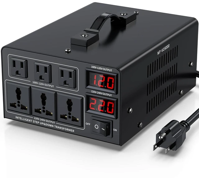 Main image of 6000W Voltage Converter Transformer(110V to 220V or 220V to 110V) Step Up/Down Converter 110/120 Volt - 220/240 Volt w/US Power Cord,Circuit Breaker Protection, LCD Screen Display