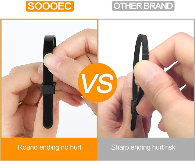 Alt view image 3 of 6 - 100 Pack Reusable Zip Ties 18 Inch Heavy Duty UV Resistant Cable Ties Black Reusable Trigger Release / Heavy Duty Nylon / UV Weatherproof / Non-Slip Self-Locking / Smooth Round Ending No Hurt