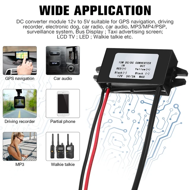 Alt view image 3 of 7 - 30 Pieces 12V/24V to 5V USB Dc Converter Adapter Buck Module Stable 5V/3A Female USB Output, Waterproof Sealed Enclosure, Car Power Converter Regulator, for Automotive and DIY Projects